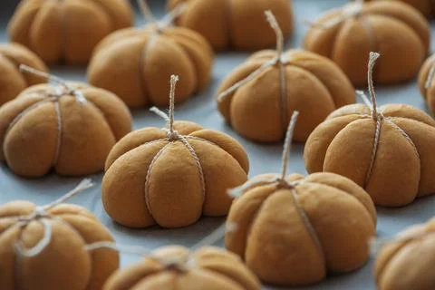 Pumpkin spice bread buns baking for autumn holidays Stock Photos