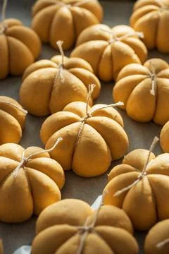 Pumpkin spice bread buns baking for autumn holidays Stock Photos