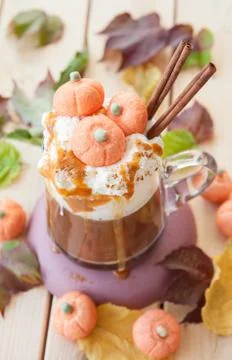 Pumpkin spice Caffe latte Stock Photos