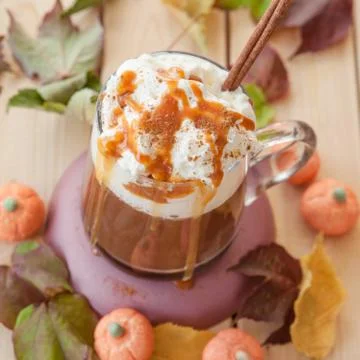 Pumpkin spice Caffe latte Stock Photos
