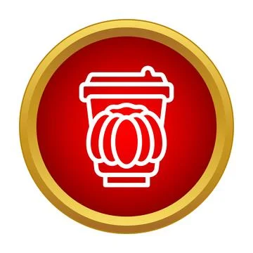 Pumpkin spice latte in a to go cup icon Stock Illustration