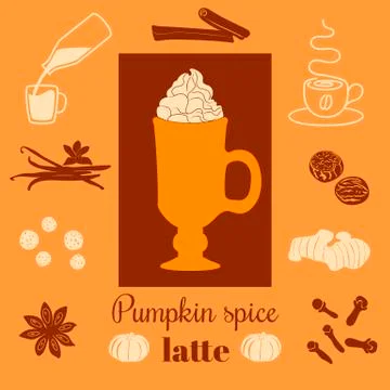 Pumpkin spice latte Stock Illustration