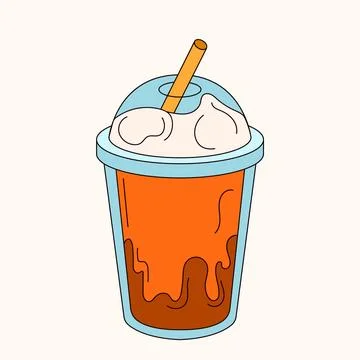 Pumpkin spice latte in line art style. Good for posters, banners, textiles Stock Illustration