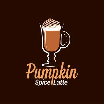 Pumpkin Spice Latte Logo Design Background Stock Illustration