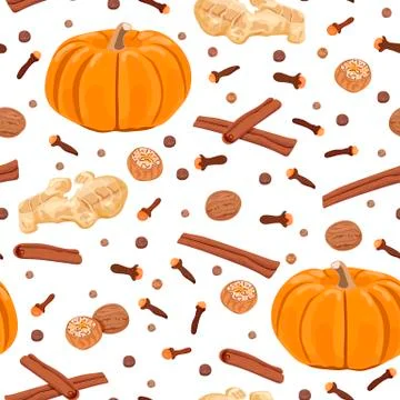 Pumpkin spice. seamless pattern vector set Stock Illustration