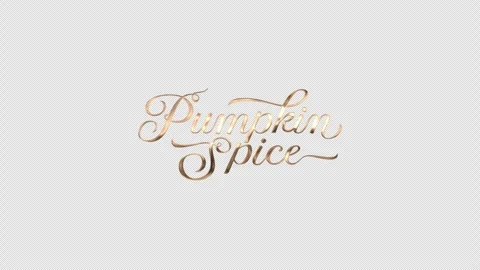 Pumpkin spice text animation in gold color on alpha channel 動画素材 344147183