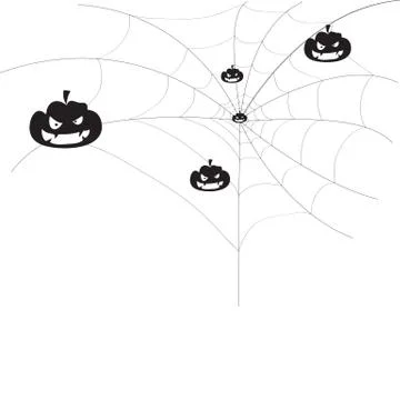 Pumpkin on a spider web. Stock Illustration