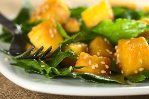 Pumpkin spinach salad Stock Photos