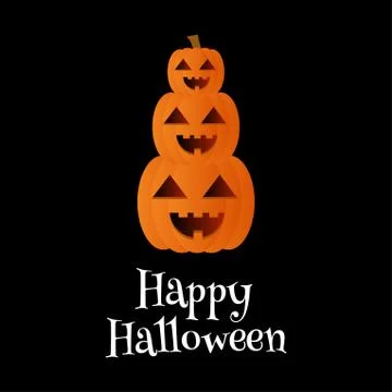 Pumpkin stack. Happy Halloween text banner Stock Illustration
