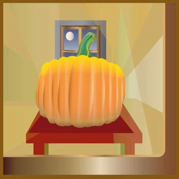 Pumpkin on table. Stock Illustration