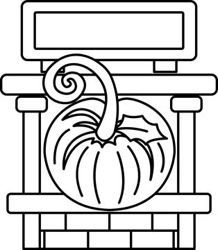 A pumpkin is on a table with a sign that says "Pumpkin" Stock Illustration