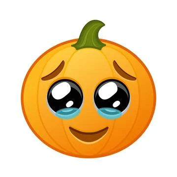 Pumpkin with tears on happy face Large size of Halloween emoji Ilustración de archivo