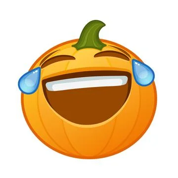 Pumpkin with tears of joy on face Large size of Halloween emoji Ilustración de archivo