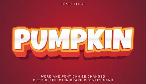 Pumpkin text effect template in 3d design Stock Illustration