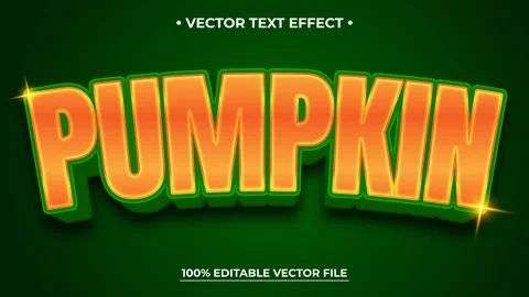 Pumpkin text, Halloween style editable text effect on green textured backgrou Stock Illustration