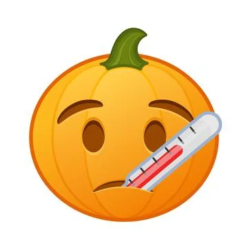 Pumpkin with thermometer Large size of Halloween emoji Ilustración de archivo