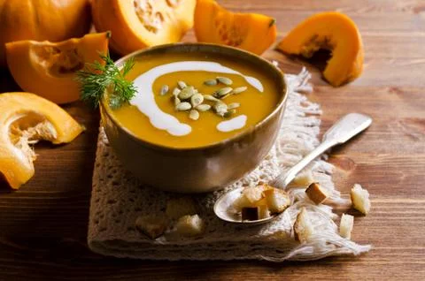 Pumpkin thick soup Stock Photos