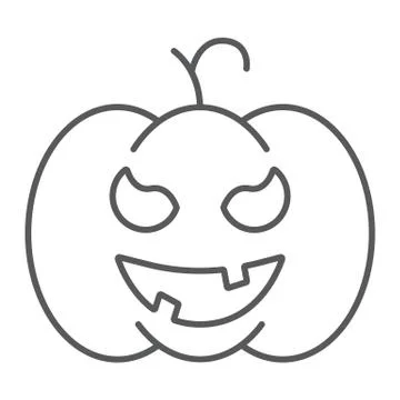 Pumpkin thin line icon, gourd and autumn, squash sign, vector graphics, a linear Stock Illustration