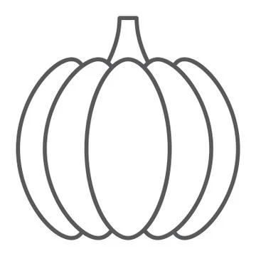 Pumpkin thin line icon, vegetable and vitamin Stock Illustration