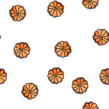 Pumpkin top view vector seamless pattern Stock Illustration