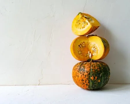 Pumpkin Tower on white background Stock Photos