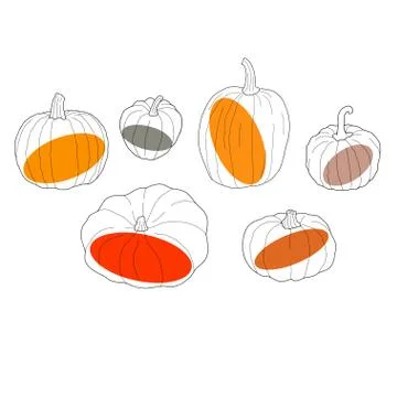 Pumpkin transparent set. Vector illustration isolated on white background. He Stock Illustration