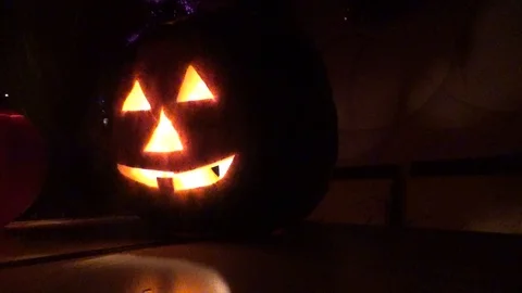 Pumpkin with triangle eyes Stock Footage 85843634