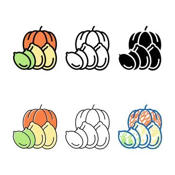 Pumpkin variations nut color icon vector Ilustração Stock