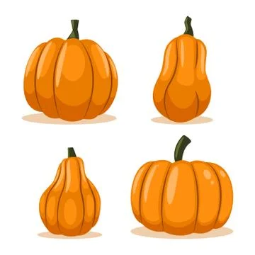 Pumpkin vector cartoon icon set. Stock Illustration