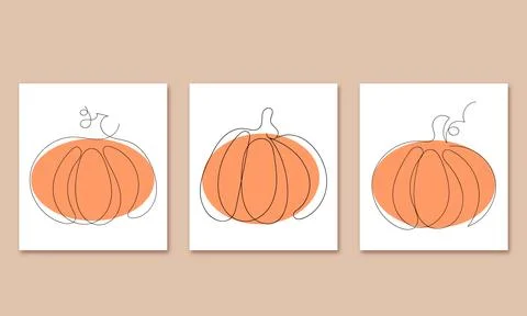 Pumpkin vector drawing set. Colour hand drawn harvest illustration. Stock Illustration