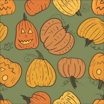 Pumpkin Vector Pattern Stock Illustration