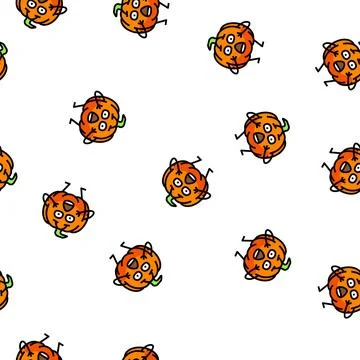 Pumpkin vegetable character vector seamless pattern 스톡 일러스트