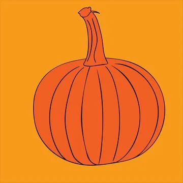 Pumpkin vegetable. Colorful design element isolated on yellow. Stock Illustration