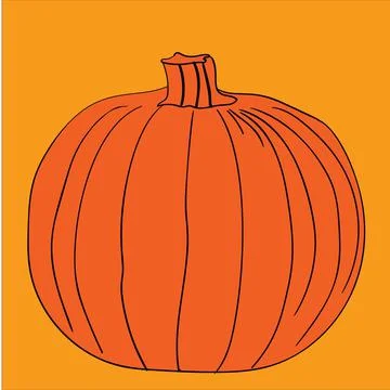 Pumpkin vegetable. Colorful design element isolated on yellow. Stock Illustration