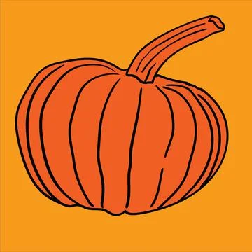 Pumpkin vegetable. Colorful design element isolated on yellow. Stock Illustration