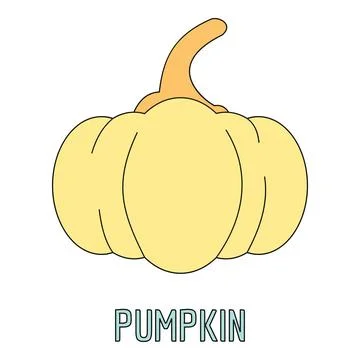 Pumpkin vegetable simple cartoon illustration on white Stock Illustration