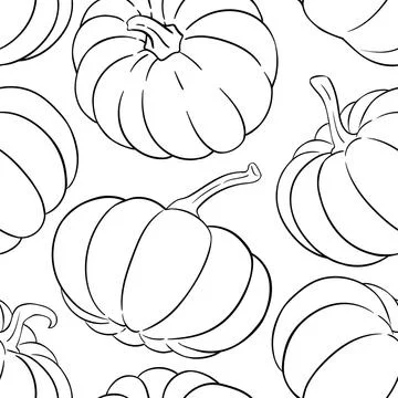 Pumpkin vegetable vector pattern Illustrazione stock