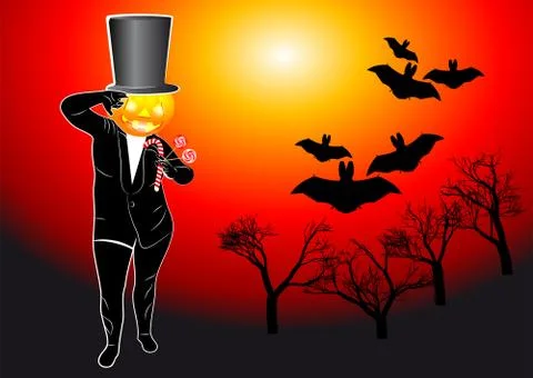 Pumpkin walking Stock Illustration