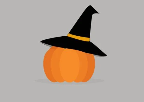 Pumpkin in witch hat on a light background Stock Illustration