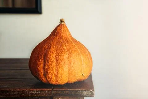Pumpkin on the wooden table. Stock Photos
