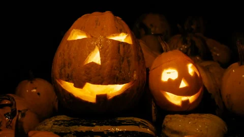 Pumpkins against the background of green grass 库存影片 103457159