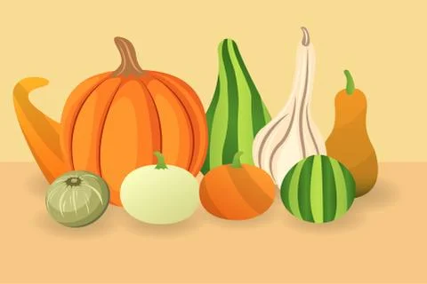 Pumpkins and gourds Stock Illustration