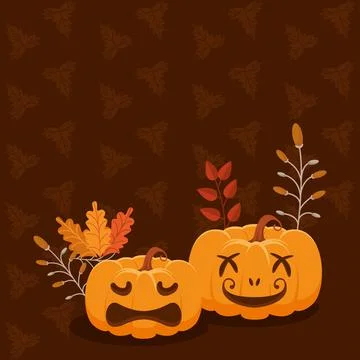 Pumpkins and leafs pattern 스톡 일러스트