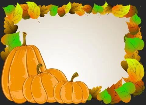 Pumpkins and  leaves Stock Illustration