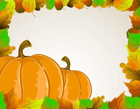 Pumpkins and  leaves Stock Illustration