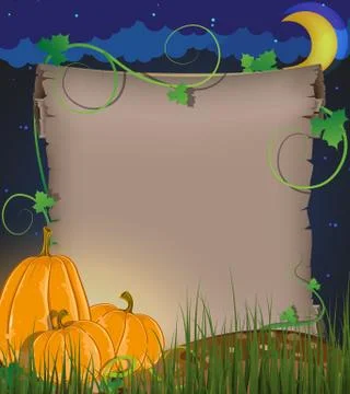 Pumpkins and parchment Stock Illustration