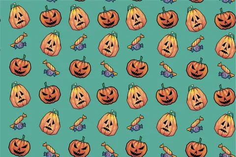 Pumpkins and sweets Stock Illustration