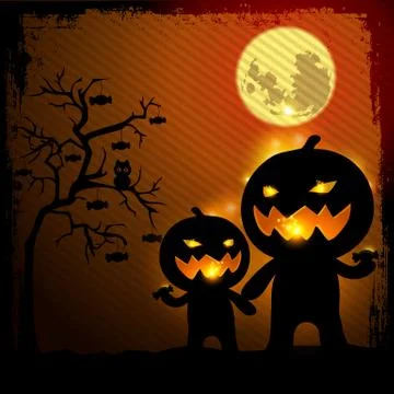 Pumpkins and toffee tree Stock Illustration