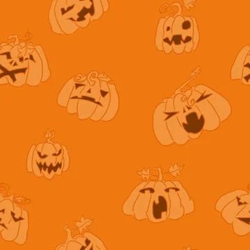 Pumpkins art pattern orange background halloween Stock Illustration