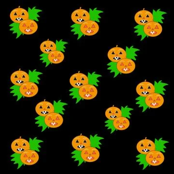 Pumpkins on black background Stock Illustration